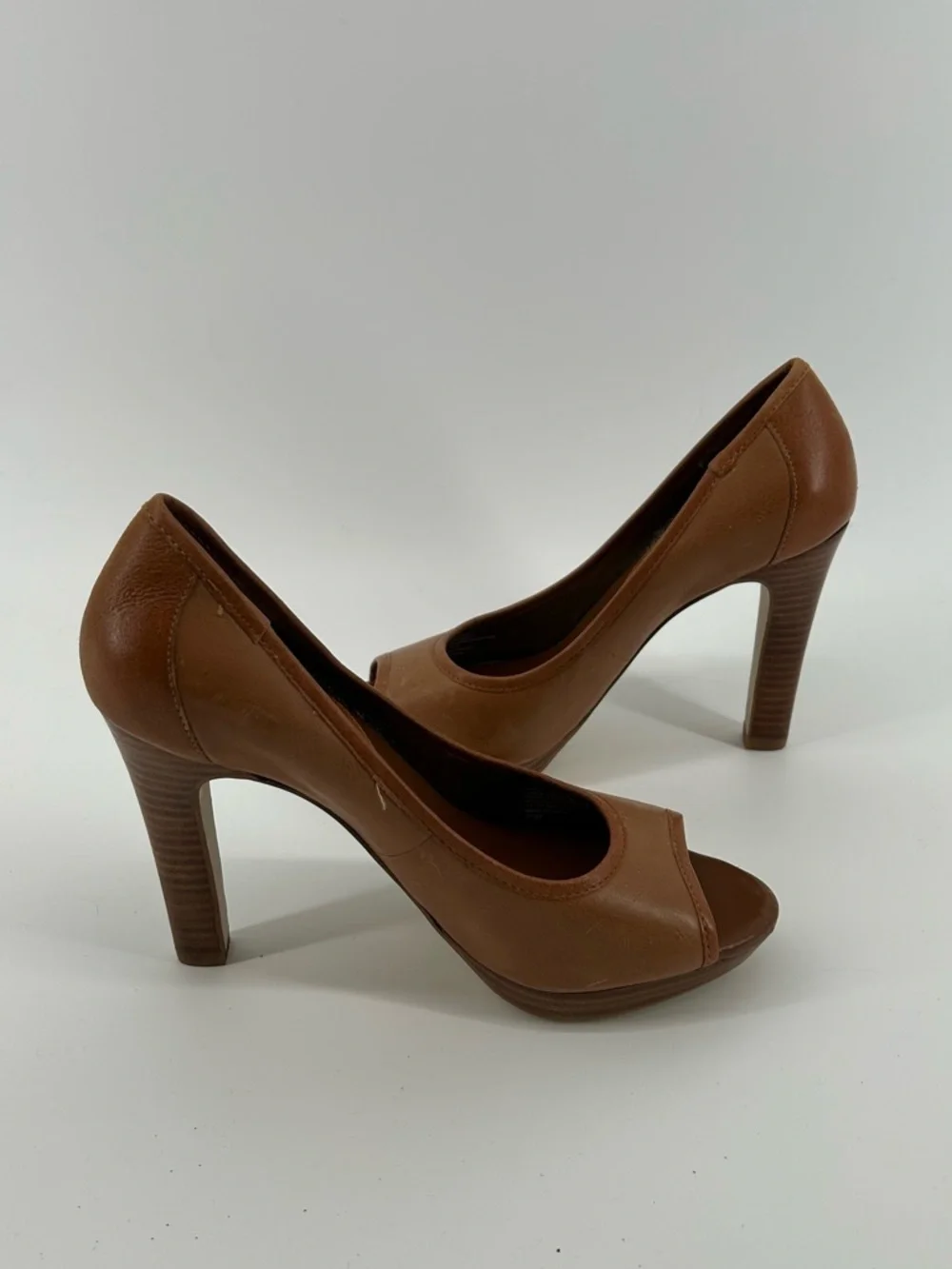 Banana Republic Tan Brown Peep-Toe High Heels